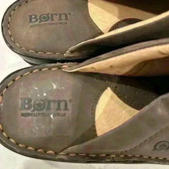 NWOT - Born Women;s Brown Leather Hand Crafted Slip on Mules Clogs Shoes Size 9 - Picture 3 of 11